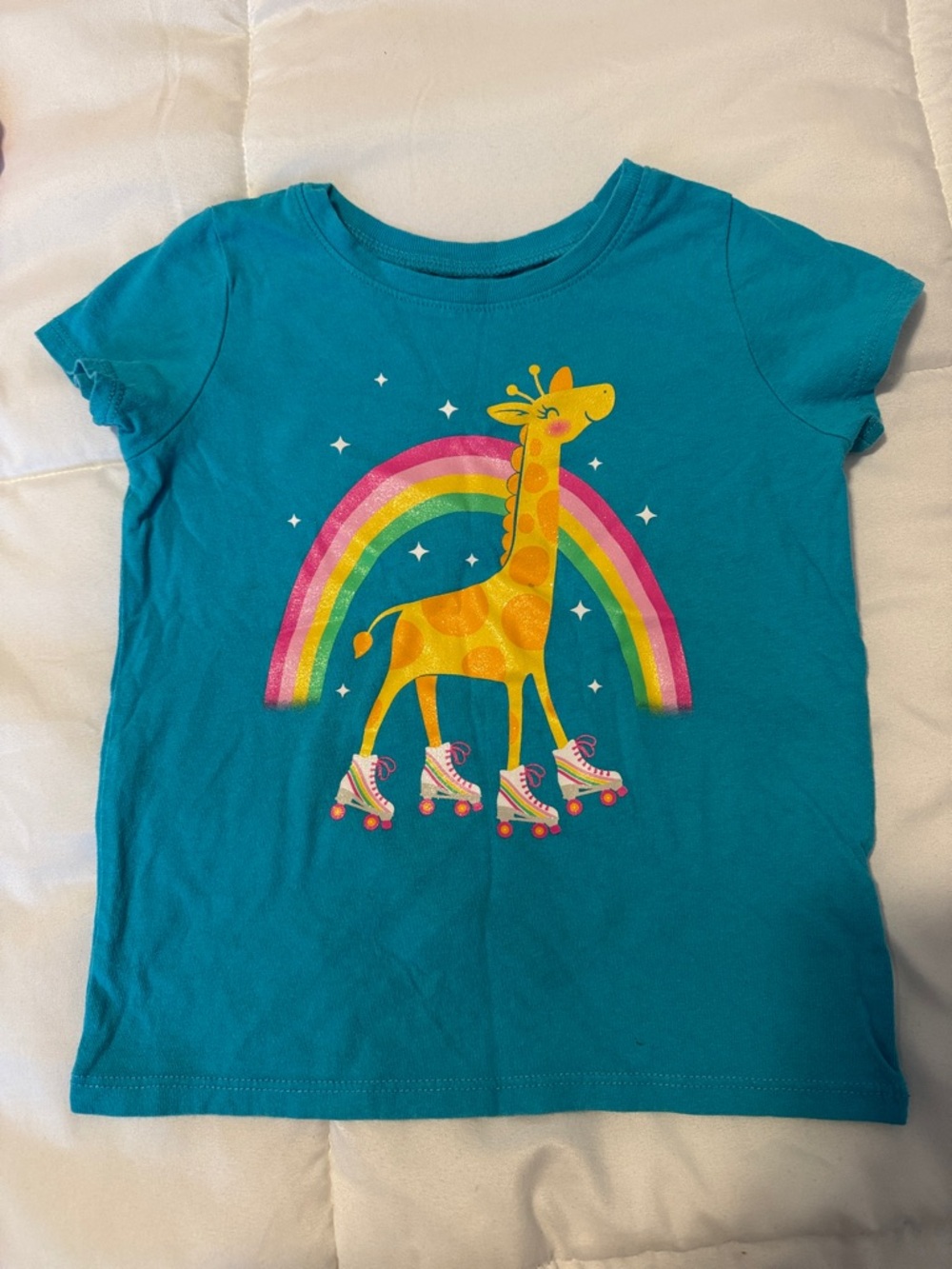 Girls' Blue Giraffe Roller Skate Graphic Tee